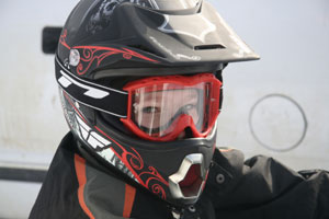 dirt bike rider wearing a helmet