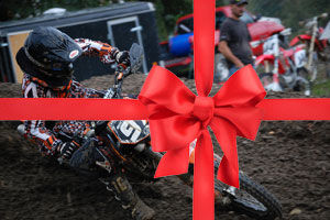 dirt bike with red bow